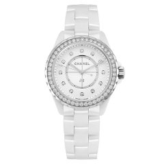 Chanel J12 White Ceramic Diamonds Quartz 33 mm H6418