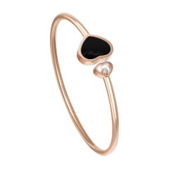 Chopard Happy Hearts Rose Gold Onyx Diamond Bangle Size L 857482-5204